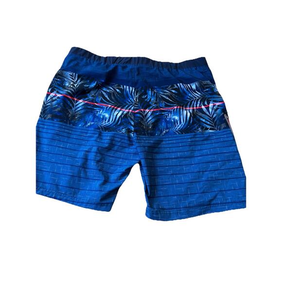 Men’s XL Hawaiian Swim Trunks Blue Red Stripe Surf Board Shorts UPF 50+ Beach - Picture 10 of 13